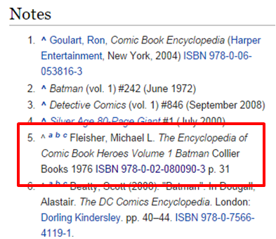 Batman Wikipedia References