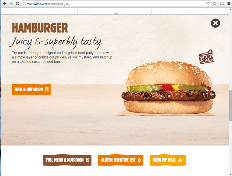 Burger King's Hamburger Page
