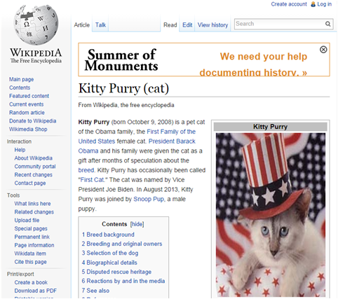 Kitty Purry Wikipedia Page