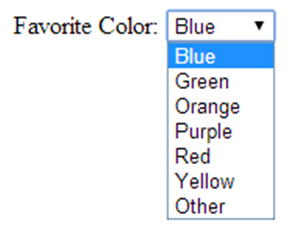 This drop down asks you to select your favorite color.
