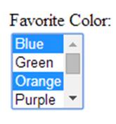 This drop down asks you to select your favorite colors.