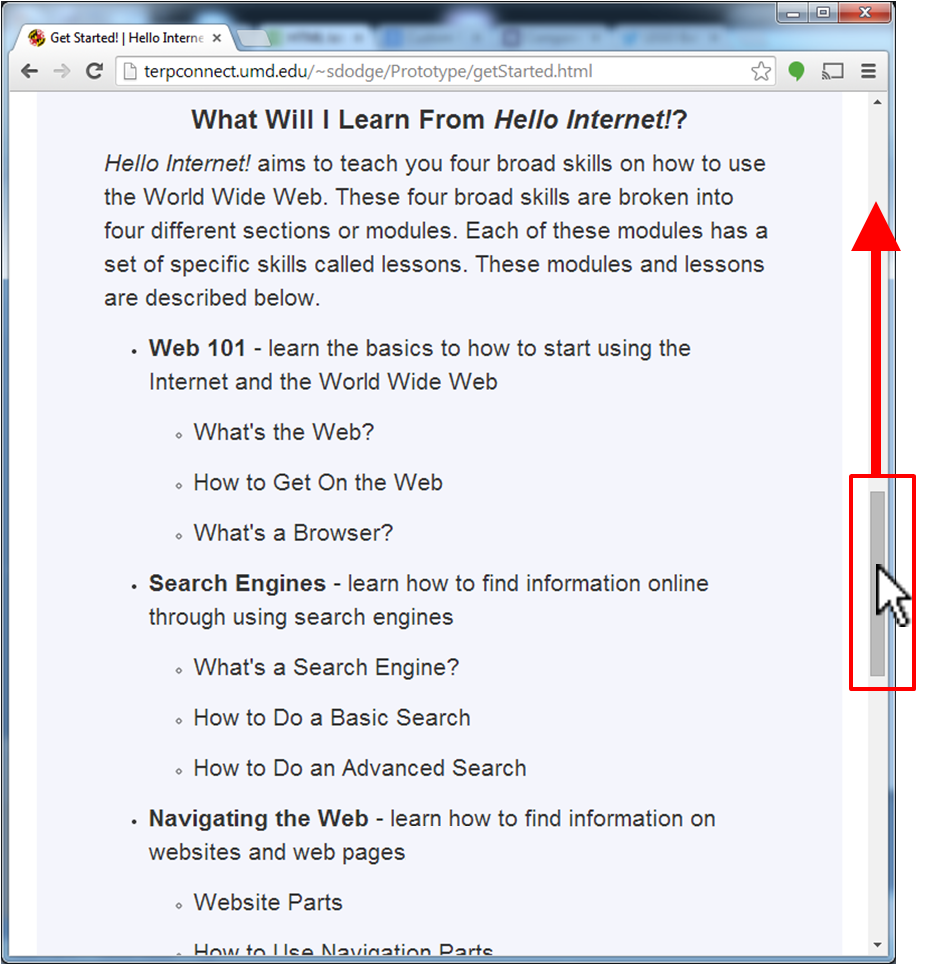 How to Scroll Up a Page