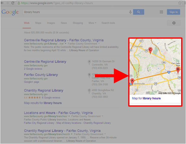 Google Search Results: Maps Results