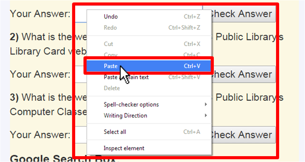 Right click and select Paste