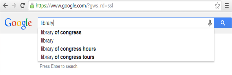Type in 'library hours' into the Google Search Box