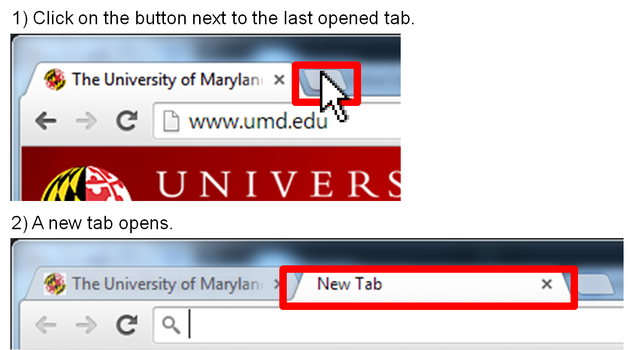 Opening a New Tab in Google Chrome